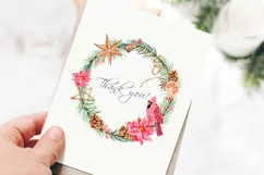 Watercolor Christmas Wreath Clipart, Winter Greenery Product Image 4