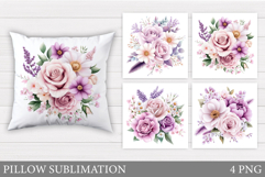 Roses Pillow Sublimation. Flowers Pillow Design Product Image 1
