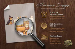 Halloween Orange Cat PNG DTF Cute Tabby Costume Cats Design Product Image 4