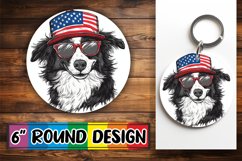American Flag Dog Car Coaster Sublimation - Round Ornament Product Image 1