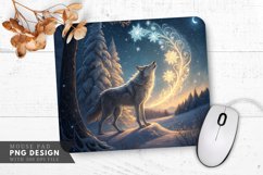 Winter Enchantment A Wolf Dancing Snowflakes Mouse Pad PNG Product Image 1