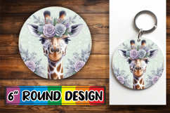 Whimsical Keychain Round Style, Giraffe Product Image 1