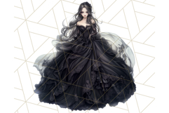 Victorian Gothic Wedding Dress PNG, Dark Bridal Clipart Product Image 4