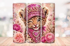 Sassy Leopard 20 OZ Skinny Tumbler Wrap Sublimation Png. Product Image 4