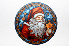 Stained Glass Painting Of Santa Clipart PNG Product Image 3