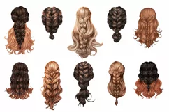60 unique Hair clipart PNG digital download Product Image 6