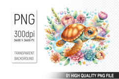 Summer Turtle Clipart PNG Bundle, High Quality PNG Files Product Image 5