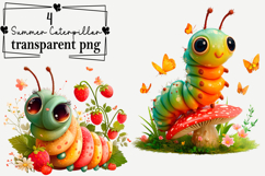 Whimsical Caterpillar PNG Clipart Watercolor PNG Product Image 1