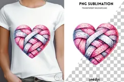 Valentine knitted heart png design for T-shirts Product Image 4