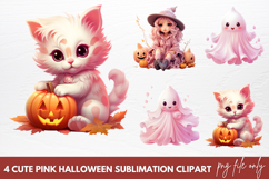 Cute Pink Halloween Sublimation Clipart, Pink Halloween Product Image 1