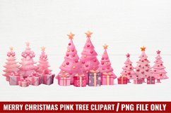 Merry Christmas Pink Tree Clipart Product Image 1