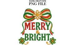 Merry and bright png design for T-shirts Product Image 1