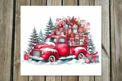 Christmas truck | Watercolor tumbler sublimation design PL Product Image 4