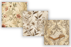Antique Paper Digital Paper Pack, Vintage Floral Seamless Product Image 4