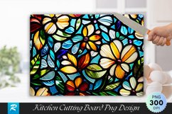 Stained Glass Flowers Cutting Board Sublimation Design Product Image 1