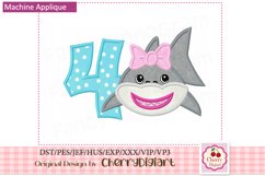 Shark girl beach Numbers machine applique embroidery 1941 Product Image 4