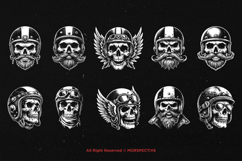 10 Bundle Dark Art Skull Head Biker Riding Motorcycle Product Image 6