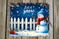 Christmas snowman card | Skinny tumbler sublimation design Product Image 4