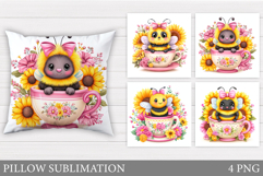 Cute Bee Pillow Design. Cute Bee Sublimation Product Image 1