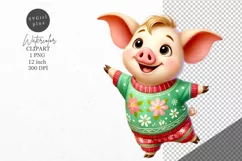 Christmas clipart, Pig clipart, Winter clipart Product Image 1