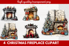 Cozy Christmas Fireplace Clipart | Holiday Mantel &amp; Winter Product Image 1