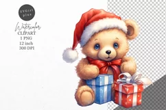 Christmas clipart, Teddy bear clipart, Winter sublimation Product Image 1