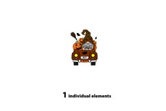 leopard dwarf with pumpkins on halloween truck Product Image 2