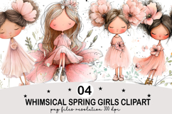 Whimsical Spring Girls Clipart Watercolor png Product Image 1