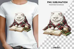 Christmas bookish cat png design for T-shirts Product Image 4