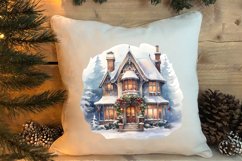 Watercolor Christmas Winter Houses Clipart Product Image 4