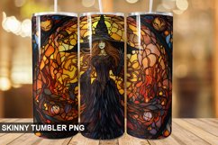 Stained Glass Halloween Witch Tumbler 20 oz Skinny Tumbler Product Image 1