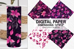 Fuchsia Flowers Pattern Digital Paper- Flowers Background Product Image 1
