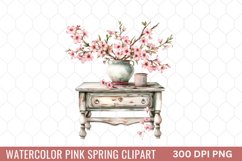 Watercolor Pink Spring Clipart Product Image 1