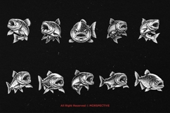 10 Bundle Dark Art Piranha Beast Animal Fishing Fish Tattoo Product Image 6
