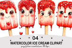 Watercolor Ice Cream Clipart Png Product Image 1