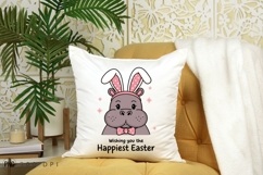 Cute Hippo With Bunny Ears Easter Sublimation PNG Product Image 4