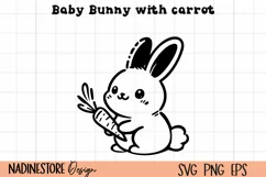 Cute Baby bunny with carrot SVG, EPS, PNG. Product Image 1
