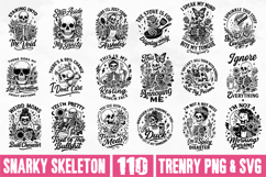 Snarky Skeleton PNG SVG Bundle, Sarcastic Skull Trendy PNG Product Image 4