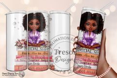 Bride afro american Chibi PNG Bridal Shower stack of Books Product Image 5
