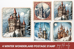 Winter Wonderland Postage Stamp Clipart Sublimation Product Image 1