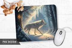 Glowing Wolf in Snowy Forest Mouse Pad PNG Design Product Image 1