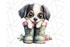 Cute Puppy Clipart, Adorable Dog PNG, Kawaii Watercolor Pup Product Image 4