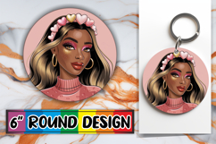 Sweet Round Ornaments PNG Design, Afro Girl Product Image 1