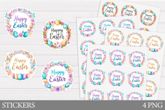 Happy Easter Sticker Design. Easter Eggs Sticker Printable Product Image 1