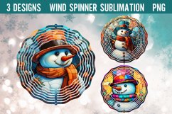 Stained Glass Christmas Snowman Wind Spinner Sublimation Product Image 1