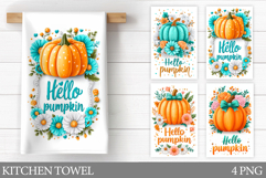 Pumpkin Kitchen Towel Design. Fall Kitchen Towel Sublimation Product Image 1