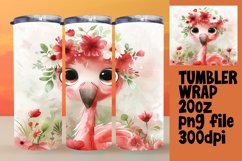 Flamingo and Flowers Tumbler Wrap Sublimation 20oz Product Image 1