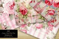 Shabby Floral Light Pink Plaid Junk Journal Paper Product Image 4