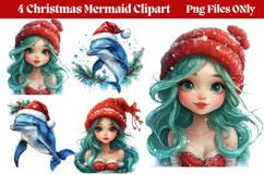 Christmas Mermaid Clipart PNG Product Image 1