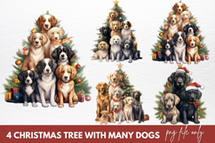Christmas Tree With Many Dogs Clipart Product Image 1
